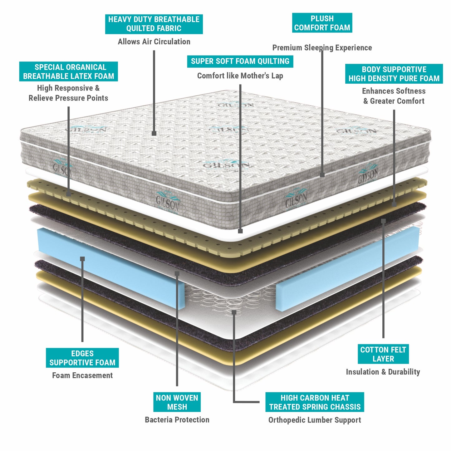 Diamond Plus Europedic Ortho Spring With Latex 10 Inch Queen Latex Foam Mattress (78x66x10)