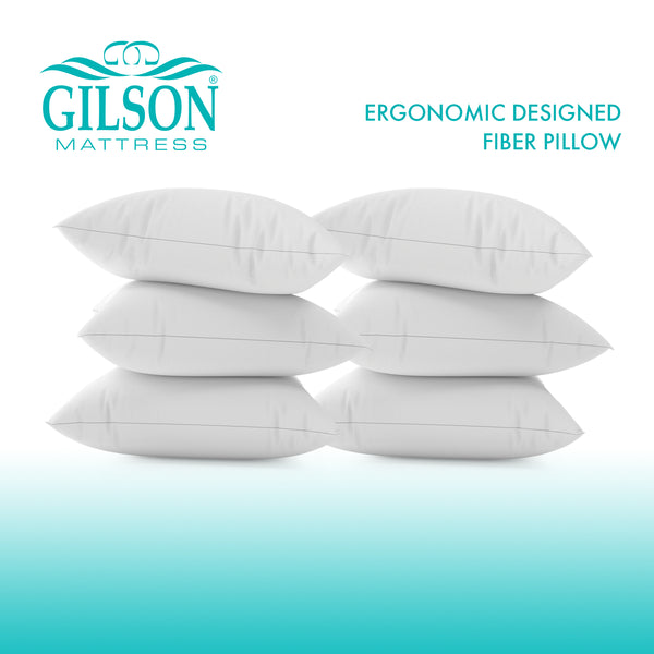 Ergonomic Designed 17 x 27 Inch Siliconized Fiber Pillow ( Set Of 6 )